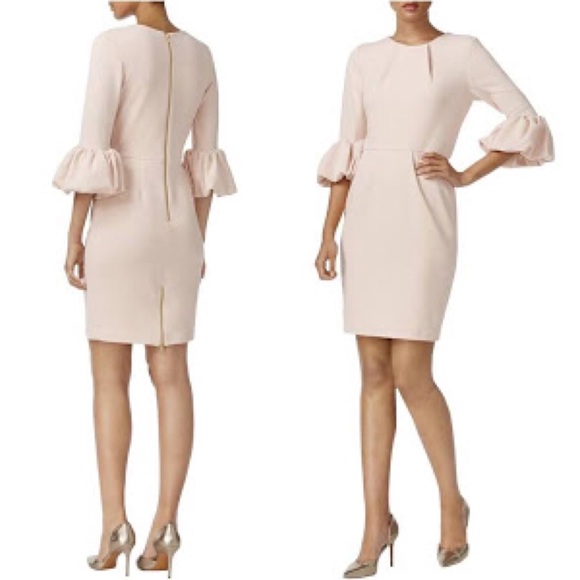 Betsy Adam pink dress bell sleeve pencil zipper 10 - Picture 2 of 9